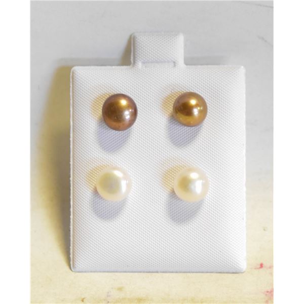 #69- NATURAL AKOYA PEARL STUD EARRINGS 2 SET