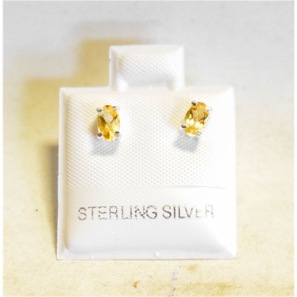 #99-NATURAL  YELLOW CITRINE  STUD EARRINGS