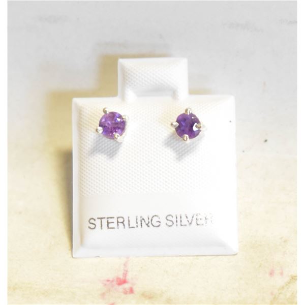 #93-NATURAL  AMETHYST  STUD EARRINGS