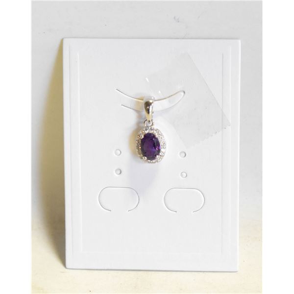 #132- NATURAL AMETHYST & CZ PENDANT