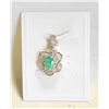 Image 1 : #137- NATURAL  GREEN AGATE & CZ PENDANT