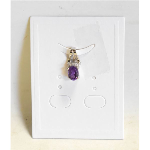 #136- NATURAL AMETHYST & CZ PENDANT