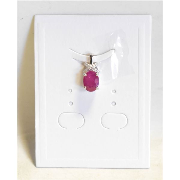 #164-NATURAL RED RUBY & CZ PENDANT