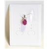 Image 1 : #164-NATURAL RED RUBY & CZ PENDANT