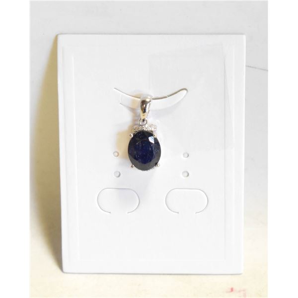 #128-NATURAL HEATED BLUE SAPPHIRE PENDANT