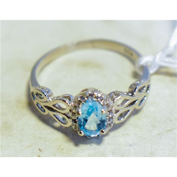#180- NATURAL SKY BLUE TOPAZ RING SIZE 5.75