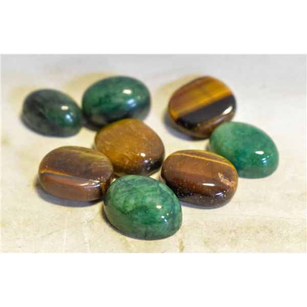 #32-NATURAL EMERALD & TIGER EYE STONES  73.0CT