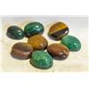 Image 1 : #32-NATURAL EMERALD & TIGER EYE STONES  73.0CT