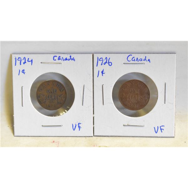 1924 & 1926 CANADA SMALL ONE CENT COINS