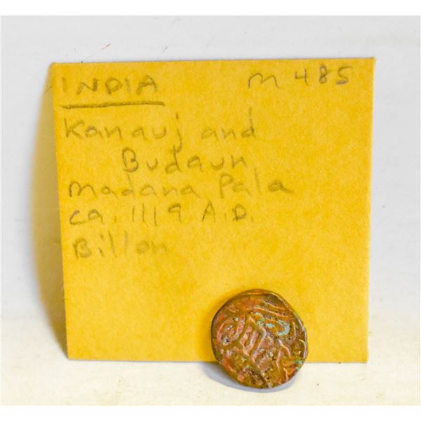 ANCIENT 1119 AD INDIA KANAUJ & BUDAUH BILLON COIN