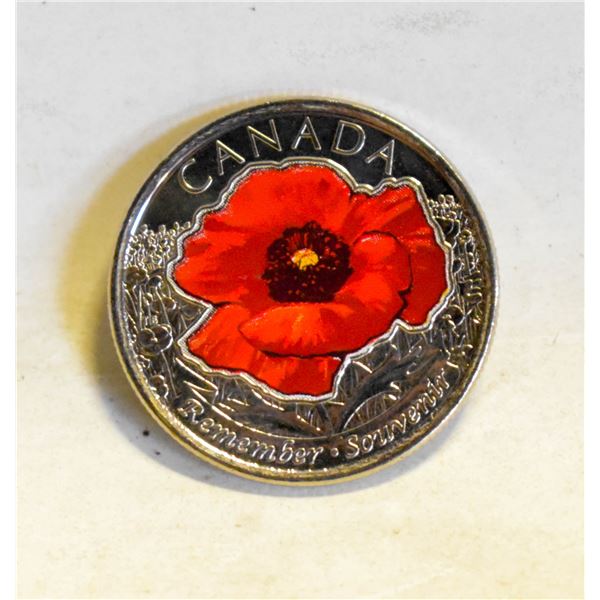 2015 CANADA REMEMBER POPPY 25 CENTS COIN