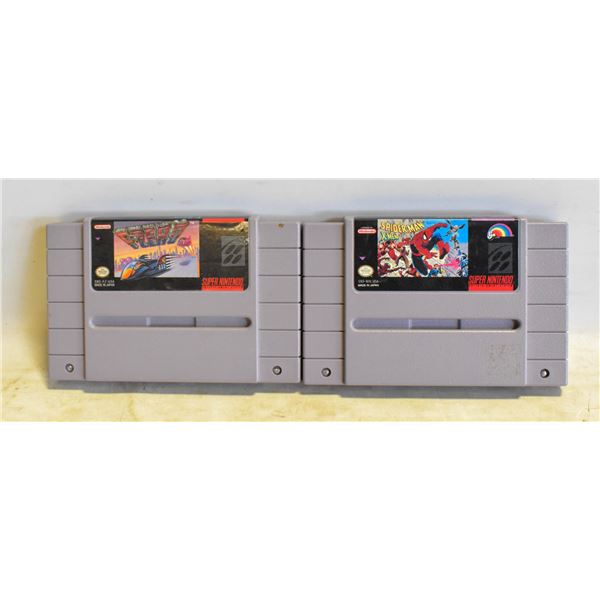 SPIDERMAN + F-ZERO SUPER NINTENDO GAMES
