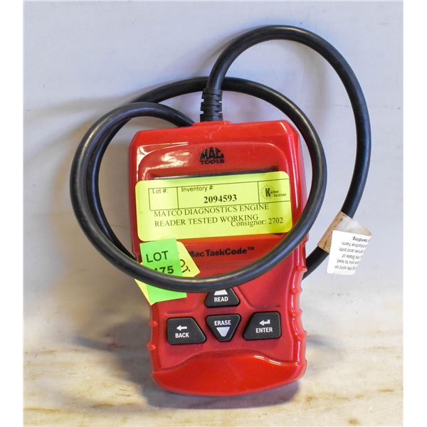 MATCO DIAGNOSTICS ENGINE READER TESTED WORKING