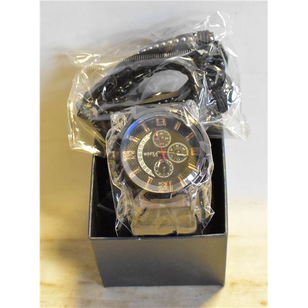 BLACK & BLUE WATCH & BELIEVE BRACELETS