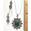 Image 1 : 8)  TIBETAN SILVER WITH OVAL RUBY IN FUCHITE