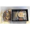 Image 1 : BROWN & COPPER WATCH AND BRACELET (3) SET