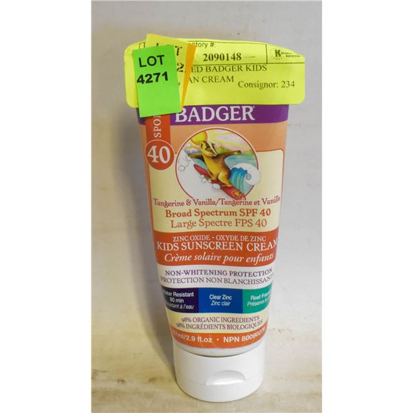 NEW SEALED BADGER KIDS SUNSCREAN CREAM