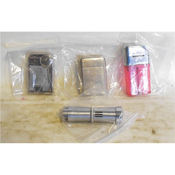 LOT OF 4 VINTAGE POCKET LIGHTERS, 1 SUISSE MADE