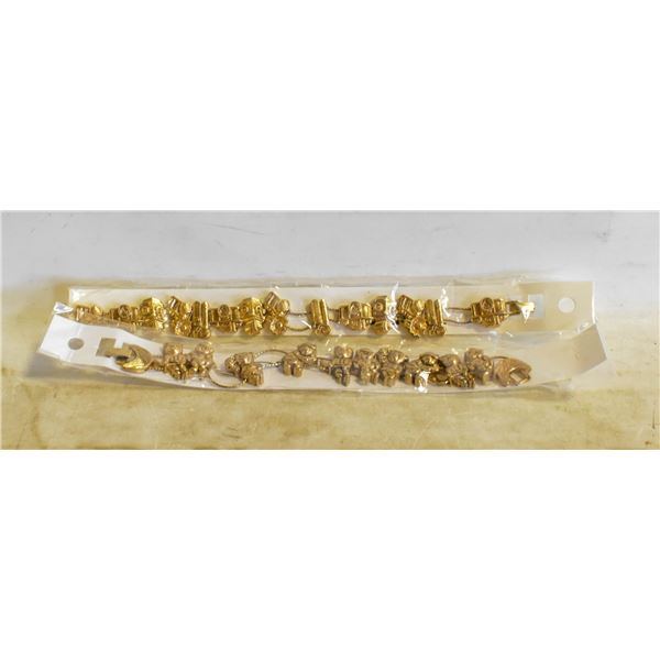 2 NEW OLD STOCK GOLDEN CHARM BRACELETS