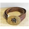 Image 1 : VINTAGE WESTERN THEMED LEATHER BELT AND BUCKLE