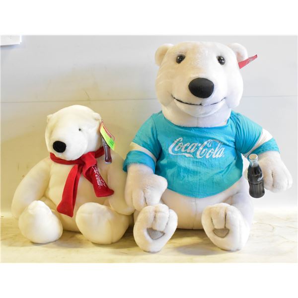 2 LARGE COCA-COLA STUFFED POLAR BEARS
