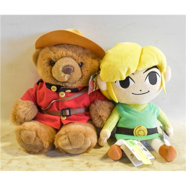 ZELDA AND RCMP BEAR STUFFED ANIMALS