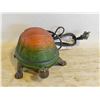 VINTAGE AMBER GLASS TURTLE LAMP
