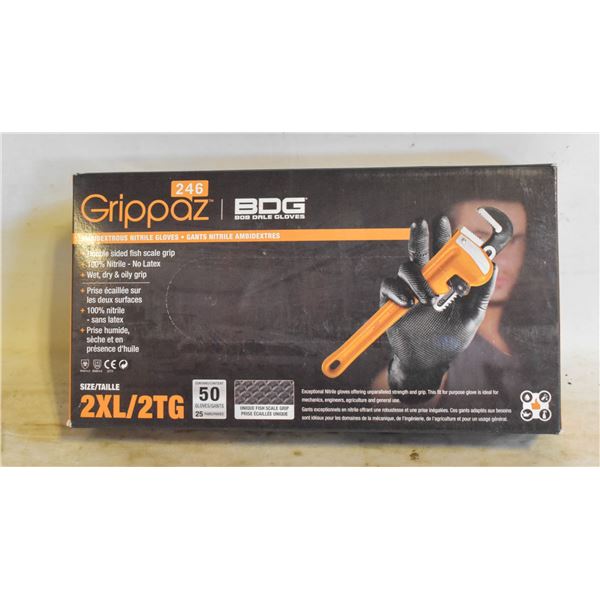 GRIPPAZ BDG DISPOSABLE GLOVES SZ 2XL 50PCS