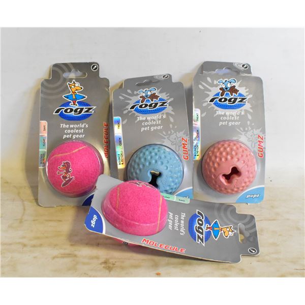 LOT OF 4 NEW DOG TOY BALLS