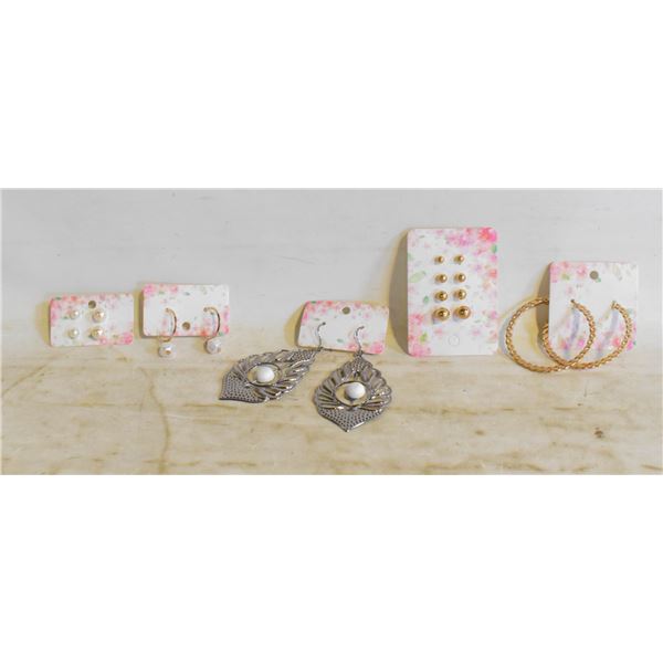9 PAIRS OF FASHION EARRINGS HOOPS & OTHER