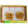 Image 1 : PAIR OF METAL CRAFTED ETCHED ROSE LADIES CLIP