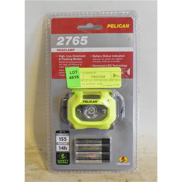 2750 PELICAN LED HEADLAMP HIGH, LOW, FLASHING AND