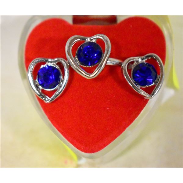 SET OF HEART SHAPED RING AND EARRING