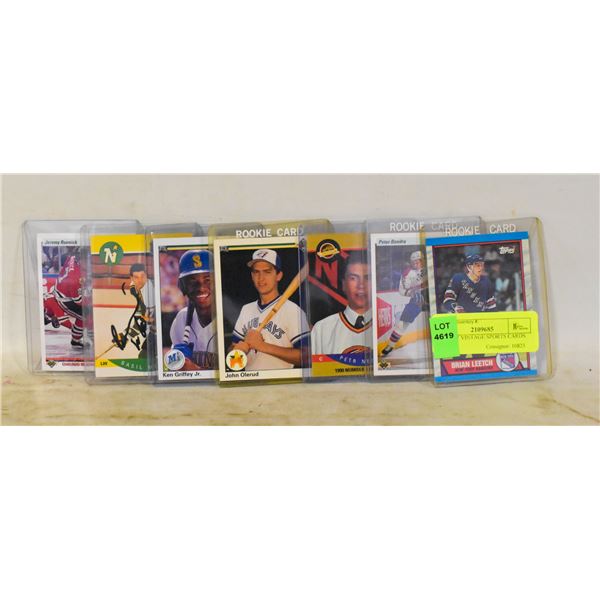 LOT OF 7 VINTAGE SPORTS CARDS SOME