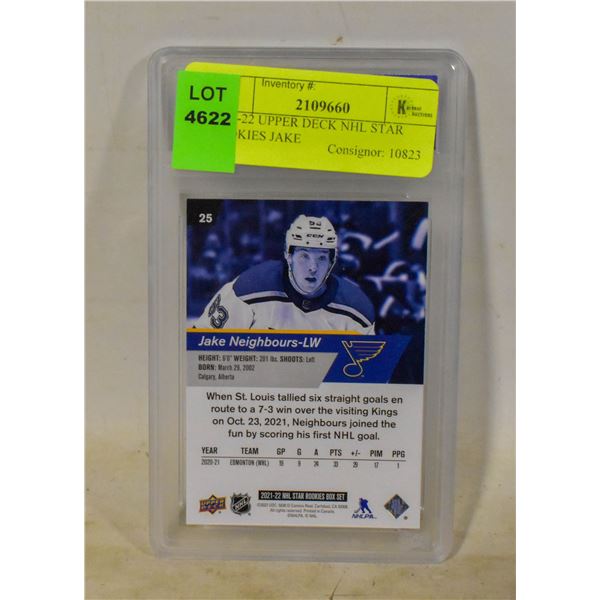 2021-22 UPPER DECK NHL STAR ROOKIES JAKE