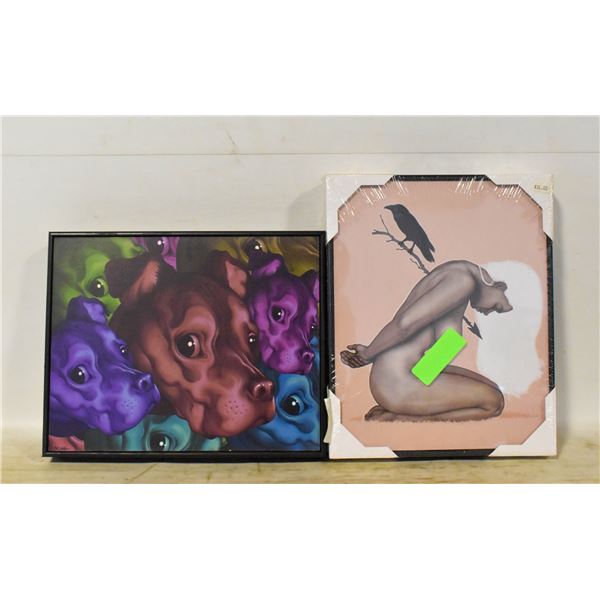 2 NEW FRAMED BOARD PRINTS "LAST NIGHT A DJ" BY