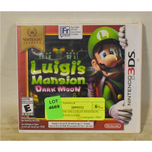 NINTENDO DS LUIGI'S MANSION DARK MOON GAME