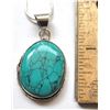 Image 1 : 18)  NATURAL OVAL TURQUOISE PENDANT ON