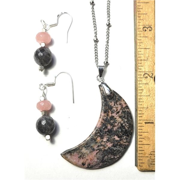 24) NATURAL 1/2 MOON PINK RHODONITE