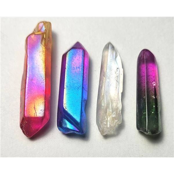 4)  LOT OF 4 CHAKRA QUARTZ HEALING WANDS