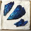 Image 1 : 5)  LOT OF 3 BLUE/PURPLE AURA FLAME FEATHER