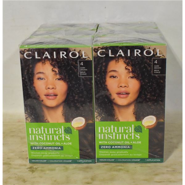 6XCLAIROL DARKBROWN NATURAL INSTINCT HAIR DYE KITS