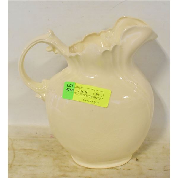 VINTAGE VASE WITH FLOWERS 10" HIGH