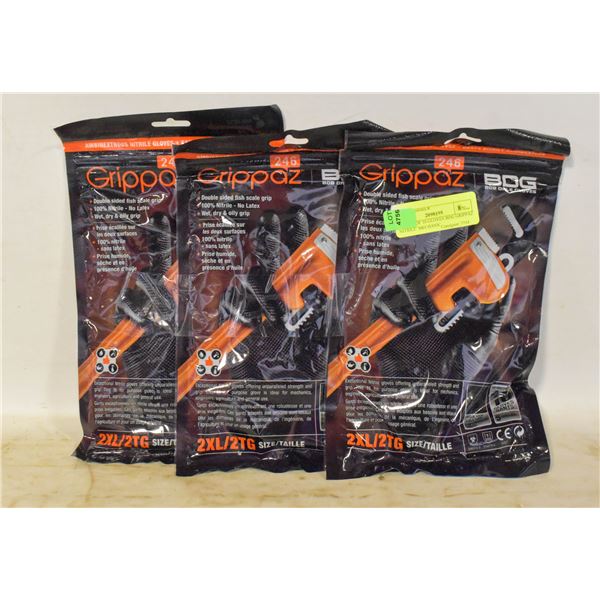 3PACKS OF 10 GLOVES BDG GRIPPAZ NITRILE  MECHANIC