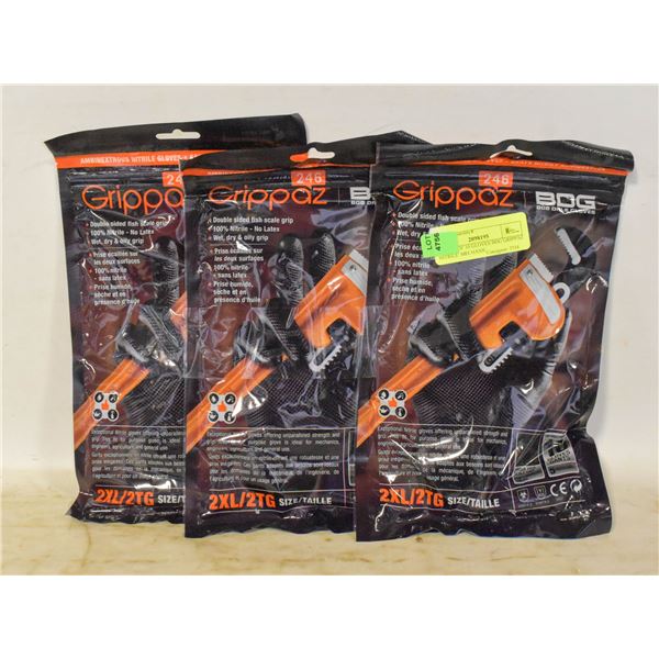 3PACKS OF 10 GLOVES BDG GRIPPAZ NITRILE  MECHANIC