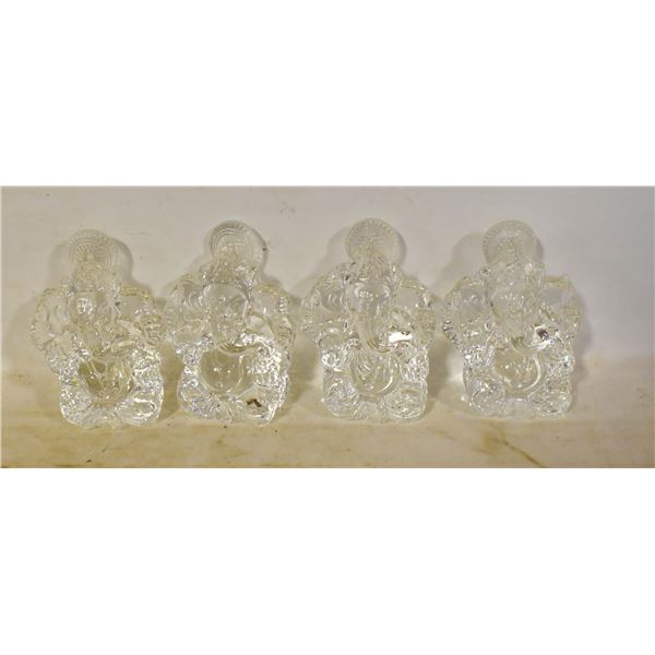 4 NEW IN BOX SOLID CRYSTAL GANESHA'S