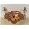 Image 1 : WOODEN DECORATIVE BOWL & CANDLES &