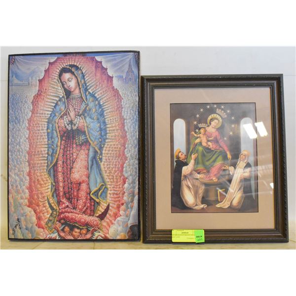 TWO RELIGIOUS IMAGES FRAMED PRINT AND