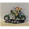 Image 1 : SCULTURED MOTORCYCLE RIDER,HEAVY,HANDPAINTED,8X6IN