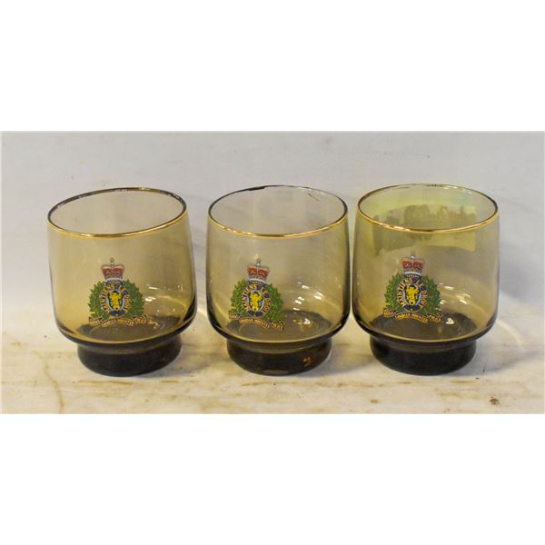 LOT OF 3 MID-CENTURY RCMP SMOKED GLASS ROCKS